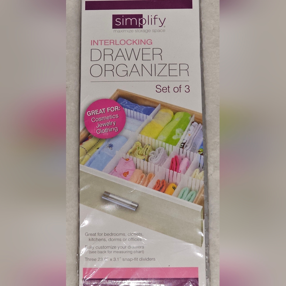 Simplify DRAWER ORGANIZER  Slotted Interlocking Set Of 3